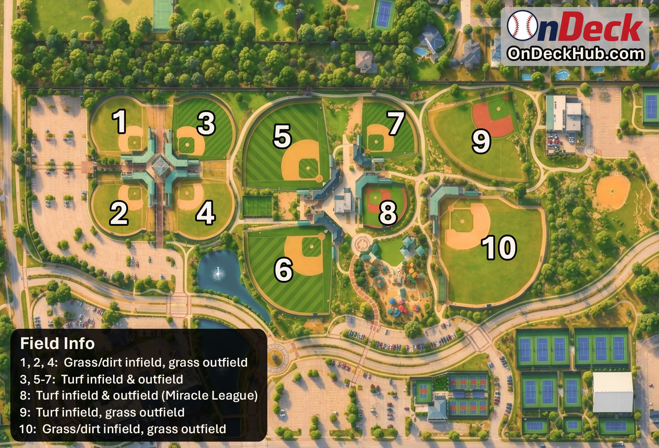 Field map of Bicentennial Park in Southlake